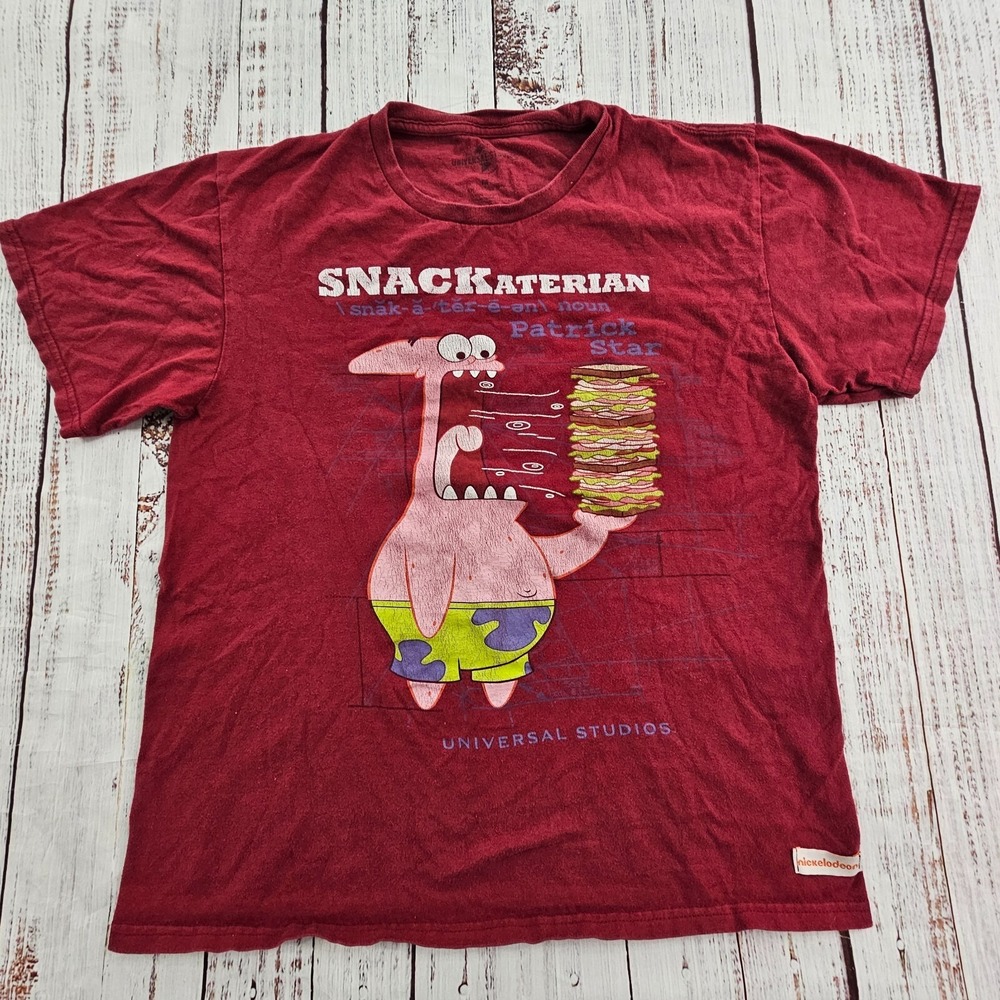 Patrick Star Snackaterian Red Short Sleeve Cotton T-Shirt Men's M